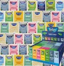 Image of Tetley Tea Bags Individual Enveloped Sachets Tagged Classic Flavoured Selections