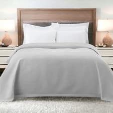 Image of Light Grey Super Soft Pinsonic Bedspread Luxury Polyester Bedding Throw Blanket