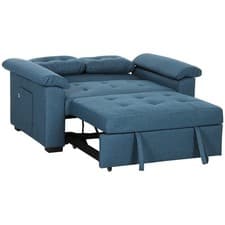 Image of HOMCOM Click Clack Sofa Bed 2 Seater Sofa Bed for Living Room Blue