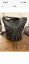 Image of All Saints Black Leather Fetch Lea Bag Hand Held Or Shoulder Option New WOT