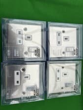 Image of Satin Chrome With White Inserts 1 Gang DP Switched Socket x 4
