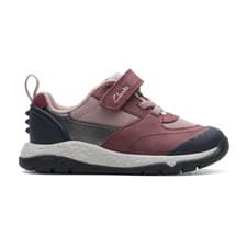 Image of Clarks Steggy Stride Toddler Trainers | Berry Leather
