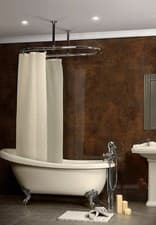 Image of Oval Shower Curtain Rail with Centre Ceiling Fix Polished Chrome finish