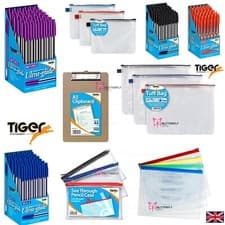 Image of Tiger School Office Stationary A4+ A5 Tuff Bags Wallet Pencil Case Pen Clipboard