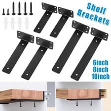 Image of 2-6Pcs Heavy Duty Black Cast Iron Shelf Brackets,Floating Shelf Supports 15-25cm
