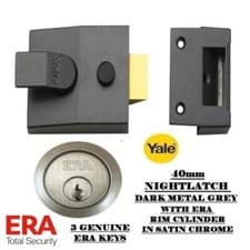 Image of NIGHTLATCH P84 YALE 40mm DMG NIGHT LATCH WITH ERA RIM CYLINDER SATIN CHROME NEW