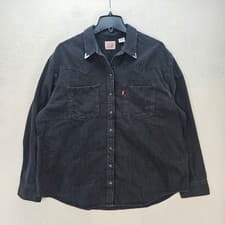 Image of LEVI'S PREMIUM WOMEN'S XL TEODORA METAL TIPPED WESTERN SHIRT NWT BLACK