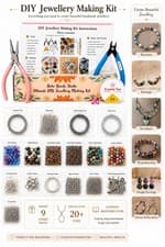 Image of DIY Beginner Jewellery Making Kit Tools Beads Findings Charms, Full Instructions