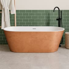 Image of Luxury Modern 1590mm x 560 Freestanding Oval Acrylic Bath Copper Marble Effect