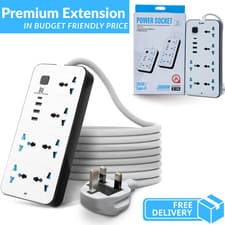 Image of Surge Protected Extension Lead With 4 USB USB C 4Gang Way Power Cable UK Plug