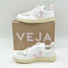 Image of Veja V-10 Fabric Low-Top Sneakers Pink & White Womens Brand New
