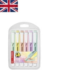 Image of Vibrant Pastel Highlighters - 6 Pack with Soft Grip and Anti-Dry Out Technology