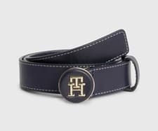 Image of TOMMY HILFIGER Navy Monogram Womens LEATHER BELT 75 (26") / 80 (28") / 85 (30")