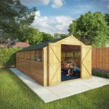 Image of 20x10 Wooden Garden Shed Overlap Apex Workshop Storage Windows 20ft 10ft Waltons
