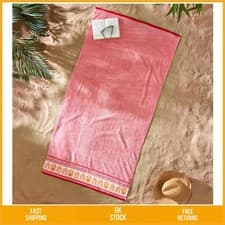 Image of Sumptuous Cotton Beach Hut Extra Large Beach Towel 90x180cm Coral