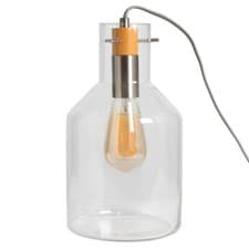 Image of Litecraft Table Lamp Clear Glass Jar E27 Base - Satin Chrome, Natural Clearance 