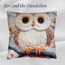 Image of Cute Barn Owl Plush Cushion COVER 45cms X 45cms ~ Printed NOT EMBROIDERED