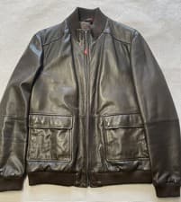 Image of Hugo Boss Men's New Finest Nappa Leather Jacket Dark Brown - 46R - XL - RRP £599