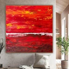 Image of Textured Original Abstract Oil Painting On Canvas 80x80cm Veil Of Dusk Oka Coast