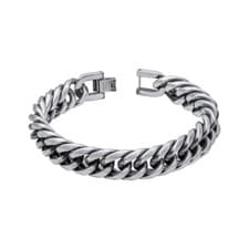 Image of Fred Bennett Mens Bracelet B5454 Stainless Steel Oxidised Chunky Link RRP £52.00