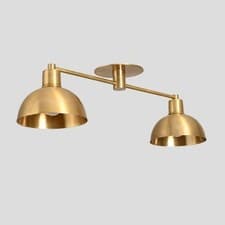 Image of Semi Flush Mount Ceiling Light Brass Double Modern Wall Lamp Minimalistic Sconce