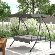 Image of 2-in-1 Swing Chair 3 Seater Hammock Cushion Bed Tilt Canopy Garden