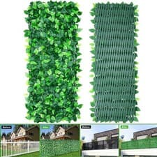 Image of 120x30cm Garden Screening Trellis Expanding Fence with Artificial Plant Leaves