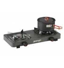 Image of Vango Blaze Double Burner Gas Camping Cooker Camp Stove uses disposable bottles