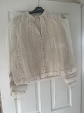 Image of Mint velvet beige sheer overlay blouse top size L RRP £112