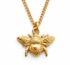 Image of Gold Plated Bumble Bee Pendant Necklace 18" Chain