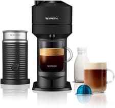 Image of Nespresso Vertuo Next Pod coffee machine with Magimix milk frother Matt Black