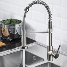 Image of Modern Monobloc Pull Out Kitchen Mixer Tap Dual Spout Spray Single Lever Chrome