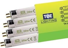 Image of TBE LIGHTING T4 20w Fluorescent Tube Lamps 578mm - 4 Pack of CFL Bulbs - G5 2-P