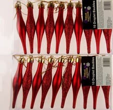 Image of Christmas Tree Tear Drop Droplet Baubles Decorations (Set of 20)