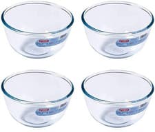 Image of 4x Pyrex Classic Fridge Freezer Oven Microwave Dishwasher Glass Mixing Bowl 2L