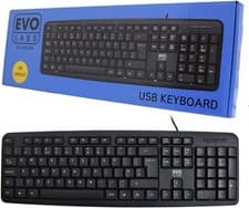 Image of EVO Labs Keyboard Wired USB Black For PC Laptop Home And Business UK Layout