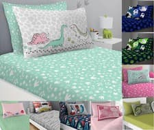 Image of Single Fitted Sheet Set & Pillowcase Children Boys Girls Kids Printed Bedding