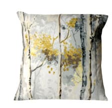 Image of Silver Birch Trees Shadow Grey Yellow Cushion Cover 14" 16" 17" 18" 20" 22"