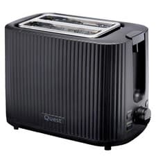 Image of Quest 2-Slice Grooved Toaster 7 Browning Levels Reheat Defrost Crumb Tray Black