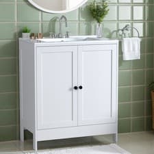 Image of 760mm Freestanding Vanity Unit with Basin Bathroom Sink Cabinet White Modern