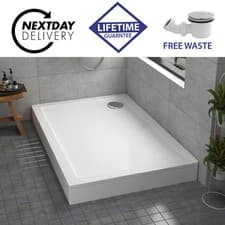 Image of 30mm Shower Enclosure Stone Tray Square / Rectangle with Riser Kit & Free Waste