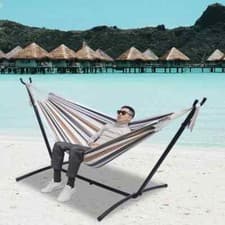 Image of Double Hammock with Stand, Outdoor Hammock with Powder-coated Steel Stand NEW