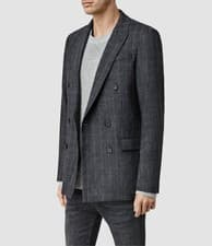 Image of AllSaints Mens Decatur DB Blazer  Size 36 Charcoal Grey BNWT RRP£278