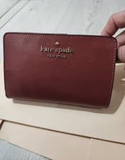 Image of Kate Spade NY Madison Medium Compact Bifold Wallet Red Saffiano Leather NWT