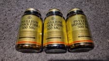 Image of 3 x Solgar Psyllium Husks Fibre 500mg 200 Vegetable Capsules Vegan
