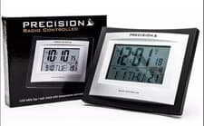 Image of PRECISION Silver LCD Radio Controlled Alarm Clock, Black AP046