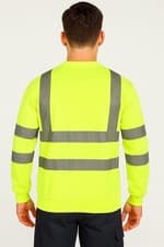 Image of Hi Vis Viz Sweatshirt Workwear Safety Long Sleeves Pullover Crew Neck Jumper