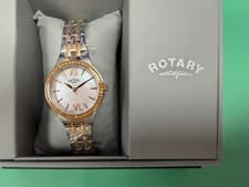 Image of New Ladies Rotary rose plated & steel stone set Quartz Watch LB00309/07 no box