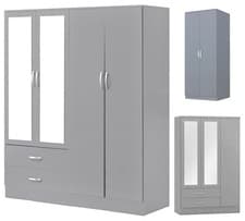 Image of High Gloss Bedroom Furniture Set 2 Door Wardrobe & 3Door / 4Door Mirror Wardrobe