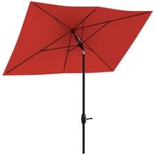 Image of Outsunny 2 x 3(m) Garden Parasol Rectangular Market Umbrella w/ Wine Red